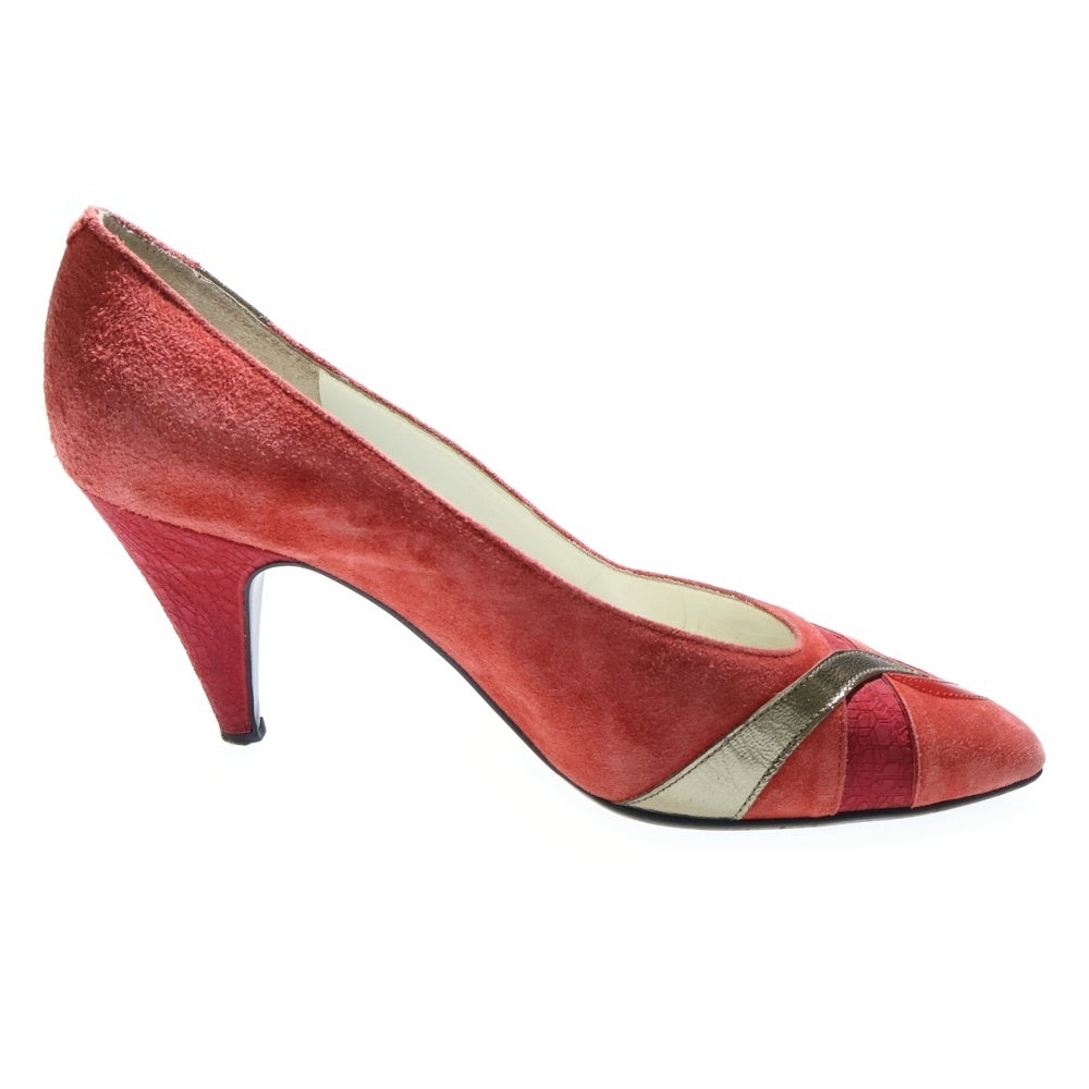 LANVIN(ランバン) ヌバック ポインテッドテゥー ハイヒール パンプス レッド 8122 レディース