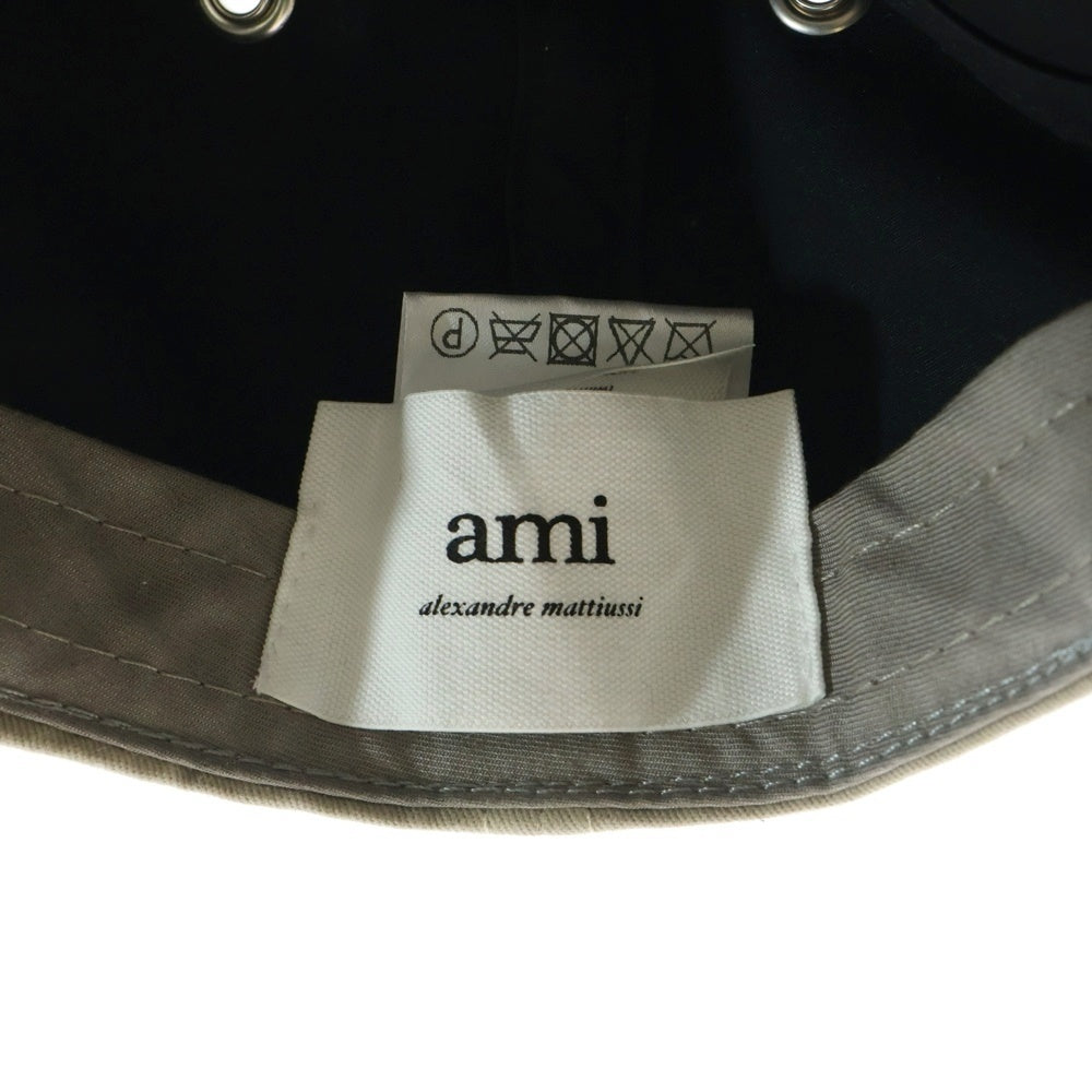 ami(アミ) 23AW ロゴ刺繍 ファブリック ベースボールキャップ 帽子 ベージュ UCP213.291