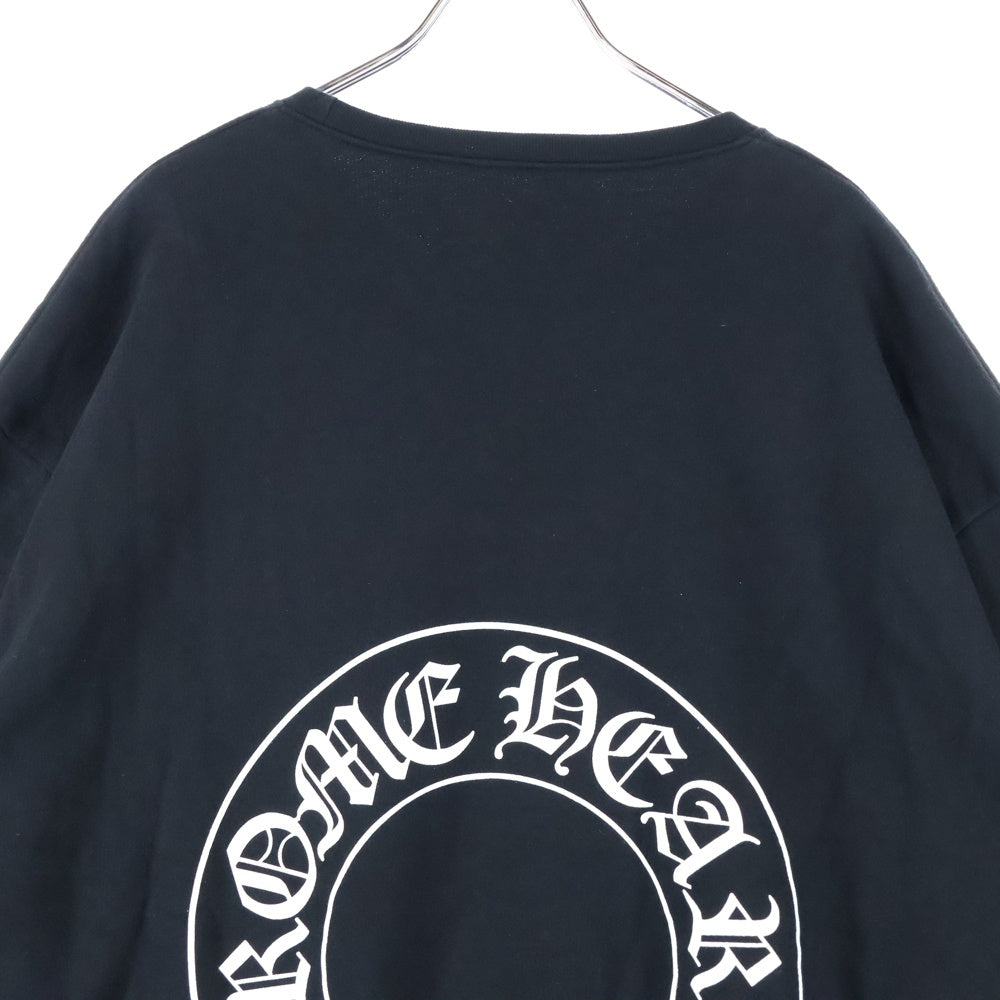 CHROME HEARTS(クロムハーツ) Horseshoe L/S Sweatshirt ホースシュープリント 袖フローラル スウェットトレーナー ブラック