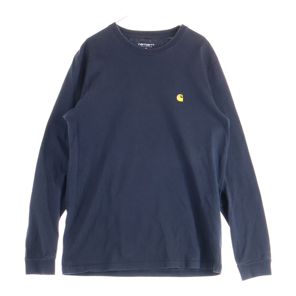 CARHARTT(カーハート) ミニロゴ エンブロイダリー ロングスリーブ 長袖クルーネックTシャツ カットソー ブラック I022923