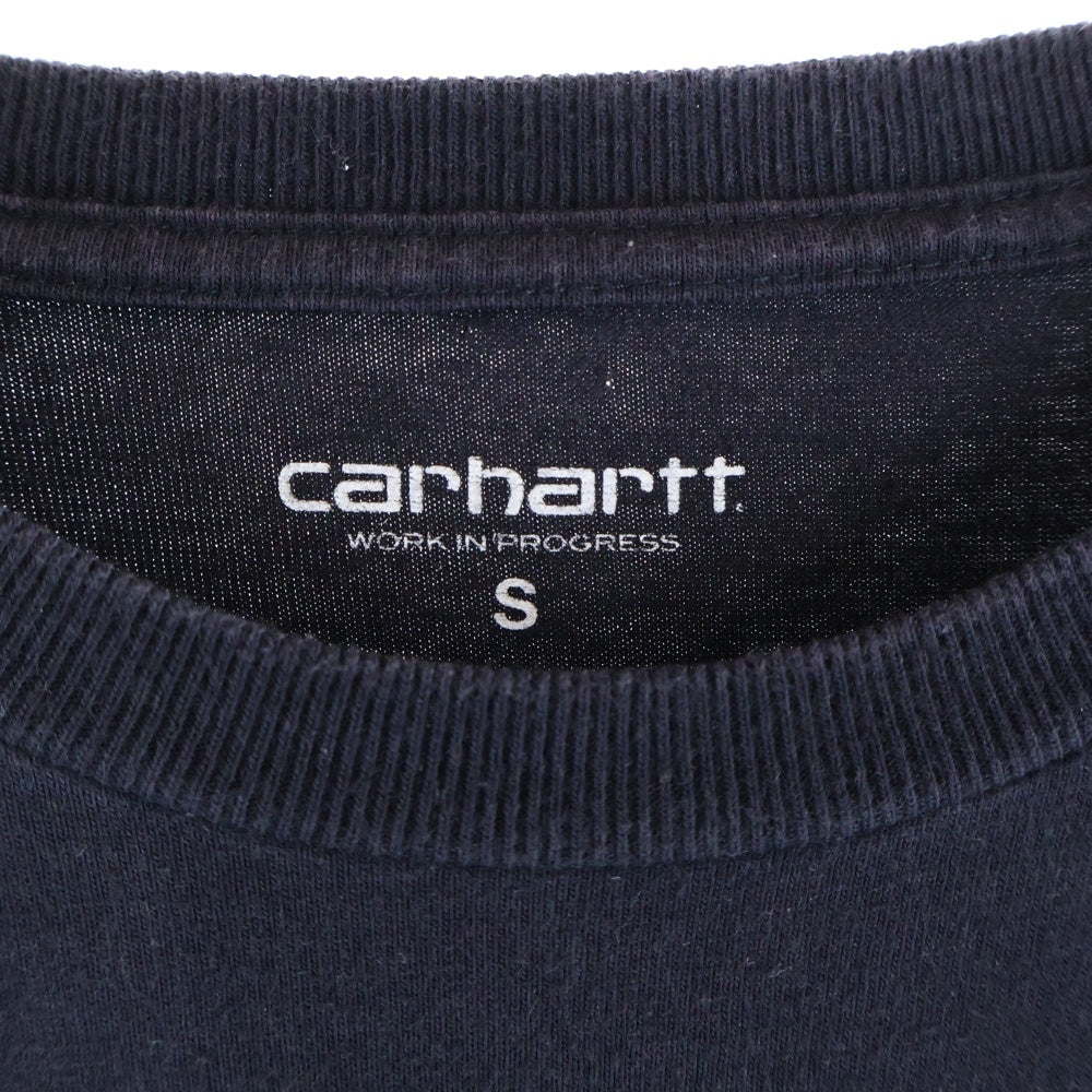 CARHARTT(カーハート) ミニロゴ エンブロイダリー ロングスリーブ 長袖クルーネックTシャツ カットソー ブラック I022923