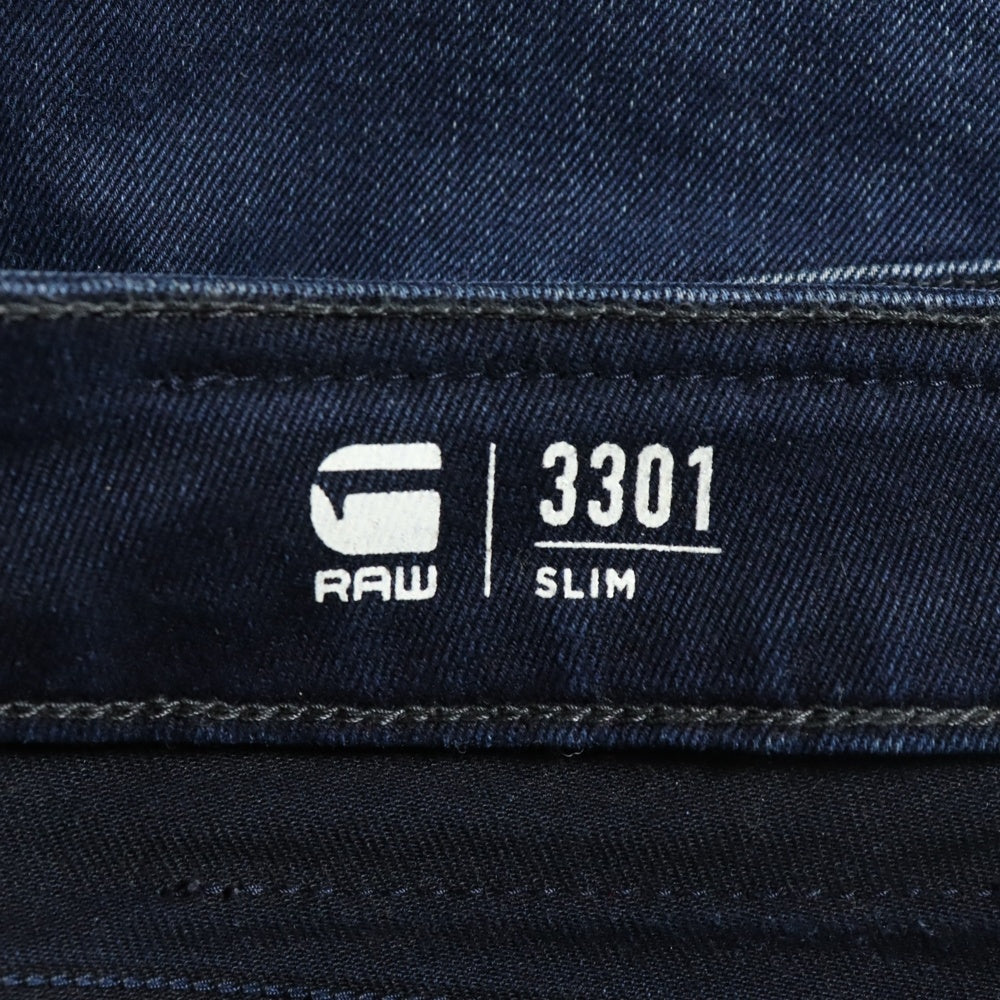 G-STAR RAW(ジースターロウ) ブラックパッチ ジップフライ スリム ストレート デニム パンツ ネイビー 51001-6590-89