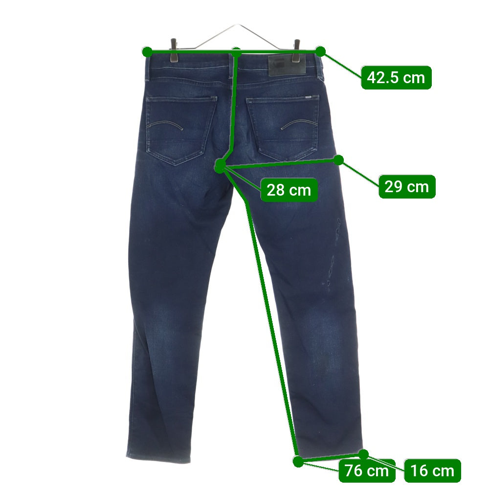 G-STAR RAW(ジースターロウ) ブラックパッチ ジップフライ スリム ストレート デニム パンツ ネイビー 51001-6590-89