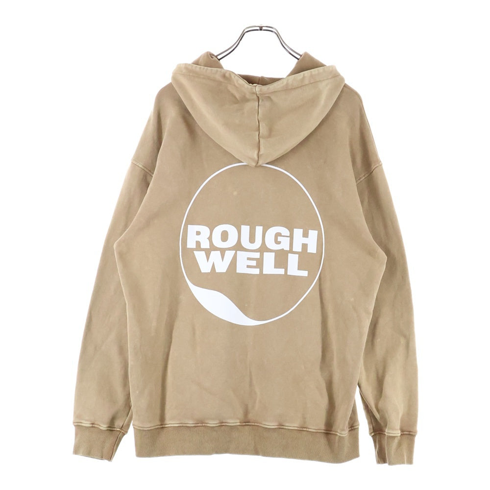 ROUGH WELL(ラフウェル) ロゴプリント コットン スウェット プルオーバーパーカー ブラウン