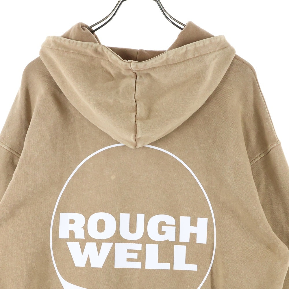 ROUGH WELL(ラフウェル) ロゴプリント コットン スウェット プルオーバーパーカー ブラウン
