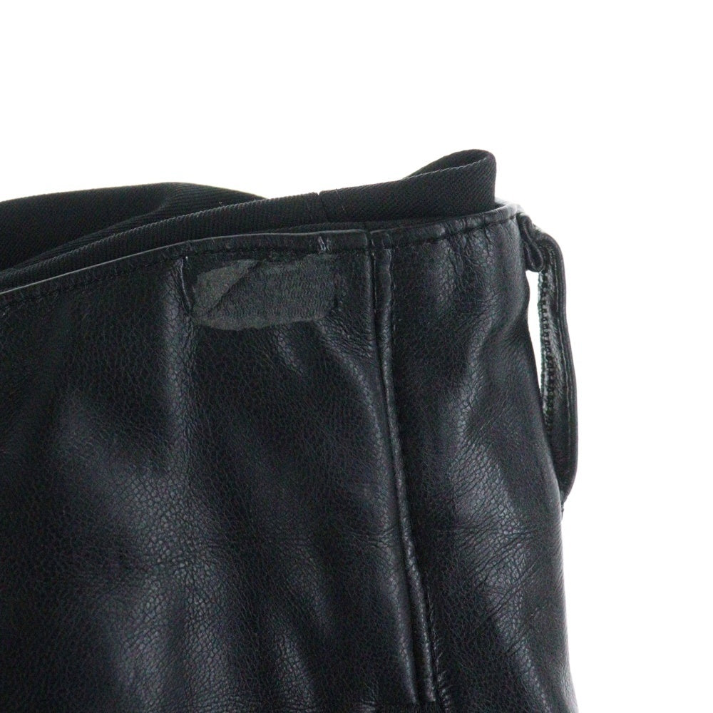 TARO HORIUCHI(タロウホリウチ) SYNTHETIC LEATHER PANTS シンセティックレザー ジップフライ ワイドパンツ ブラック 2002-P14-M203
