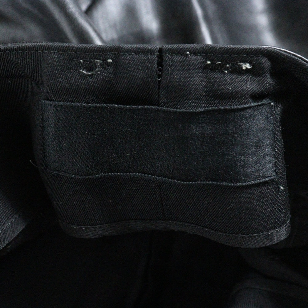TARO HORIUCHI(タロウホリウチ) SYNTHETIC LEATHER PANTS シンセティックレザー ジップフライ ワイドパンツ ブラック 2002-P14-M203