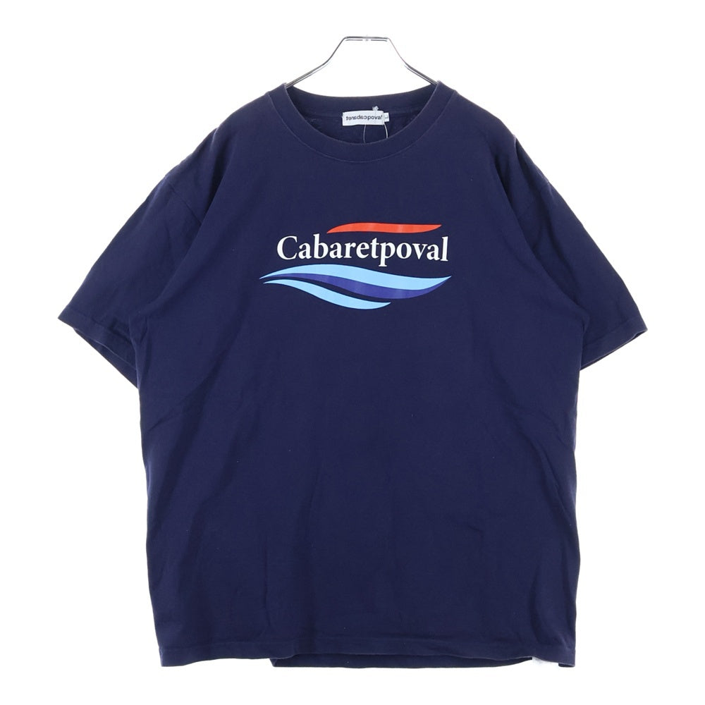 CABARET POVAL(キャバレーポバール) ロゴプリント クルーネック 半袖Tシャツ カットソー ネイビー
