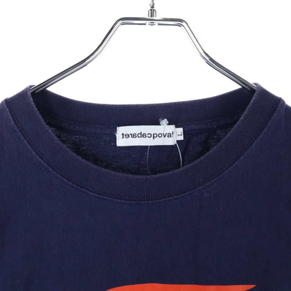 CABARET POVAL(キャバレーポバール) ロゴプリント クルーネック 半袖Tシャツ カットソー ネイビー