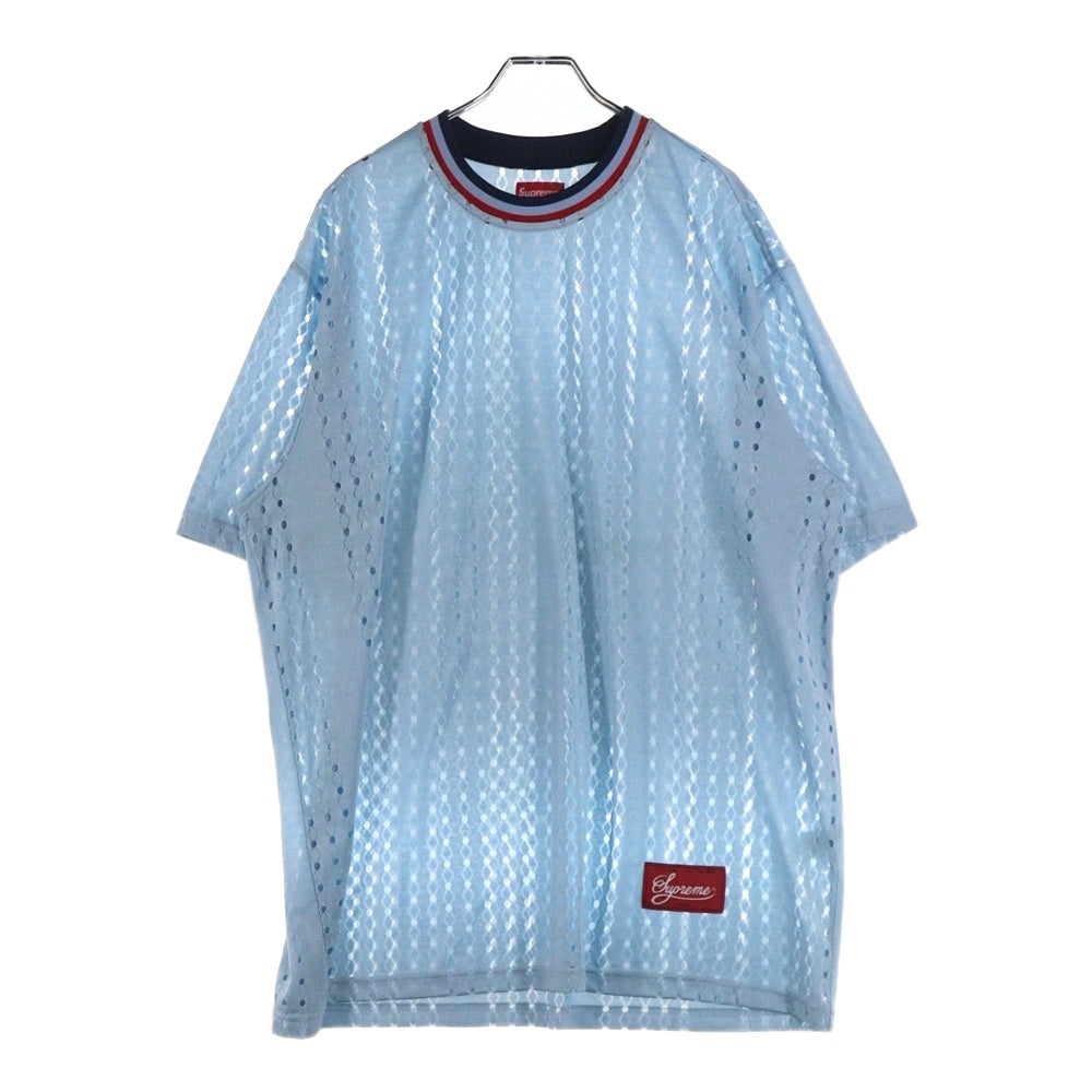 SUPREME(シュプリーム) 22SS Perforated Stripe Warm Up Top パフォーレイテッド メッシュストライプ半袖Tシャツ ブルー
