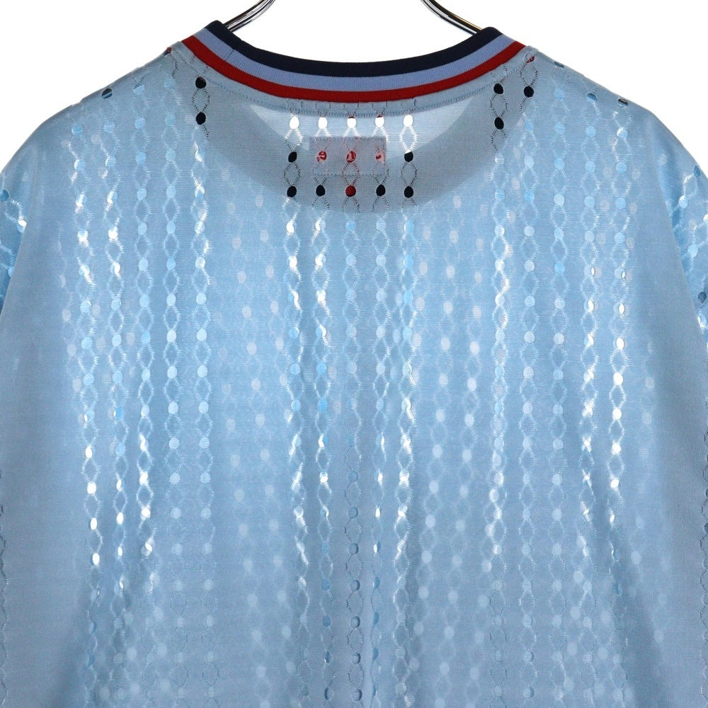 SUPREME(シュプリーム) 22SS Perforated Stripe Warm Up Top パフォーレイテッド メッシュストライプ半袖Tシャツ ブルー
