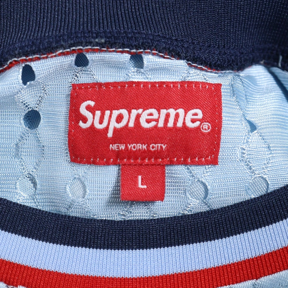 SUPREME(シュプリーム) 22SS Perforated Stripe Warm Up Top パフォーレイテッド メッシュストライプ半袖Tシャツ ブルー