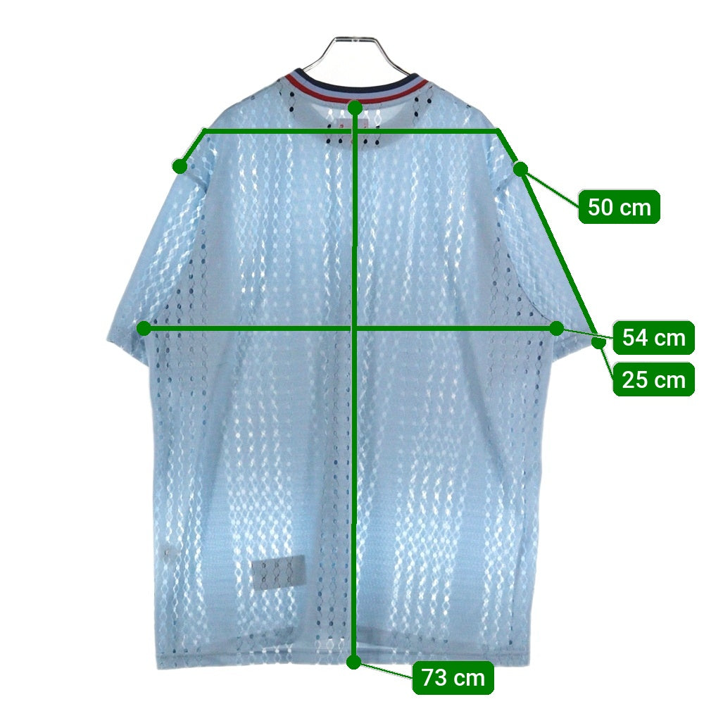 SUPREME(シュプリーム) 22SS Perforated Stripe Warm Up Top パフォーレイテッド メッシュストライプ半袖Tシャツ ブルー