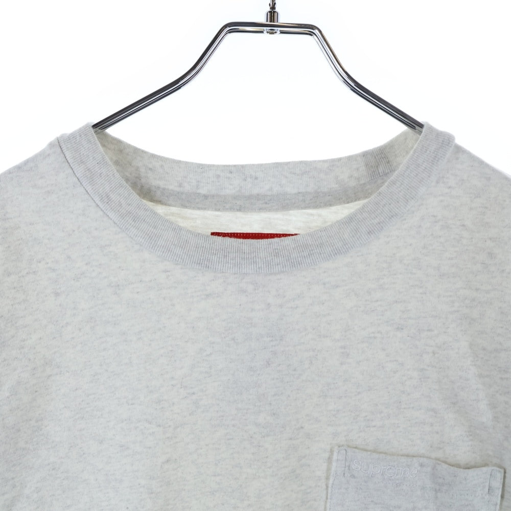SUPREME(シュプリーム) 24SS S/S Pocket Tee ロゴ刺繍ポケット付クルーネック半袖Tシャツ グレー