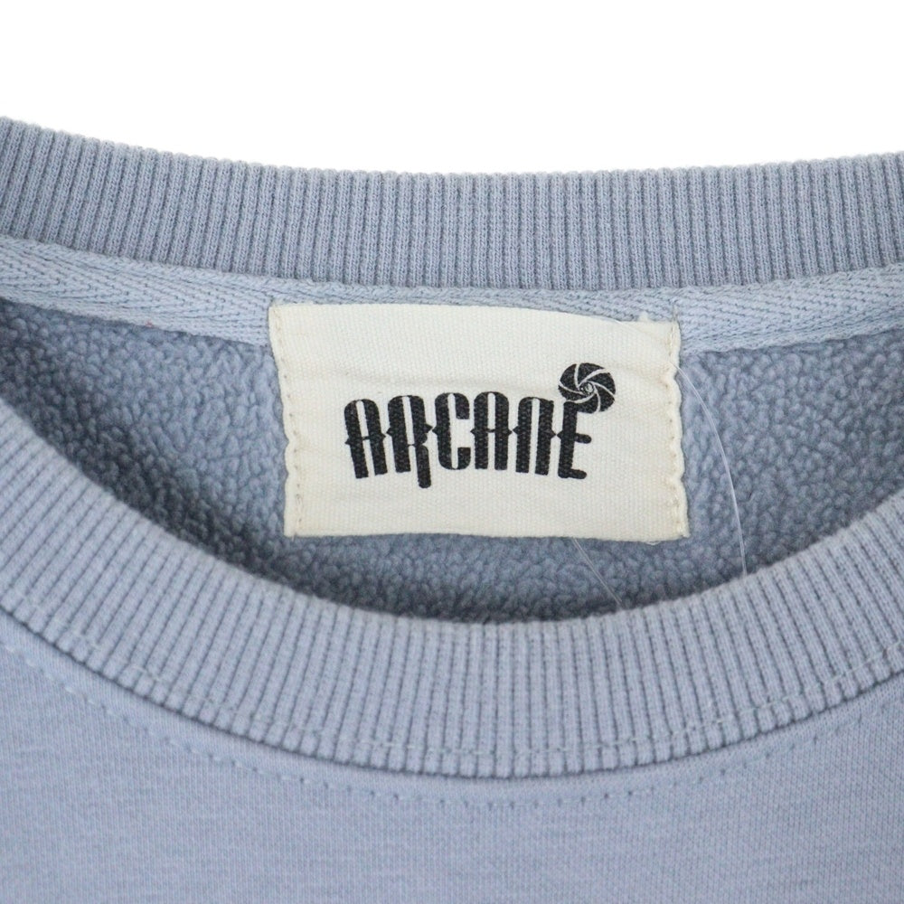 Arcane(アーケイン) フロント刺繍クルーネックスウェットトレーナー ライトブルー