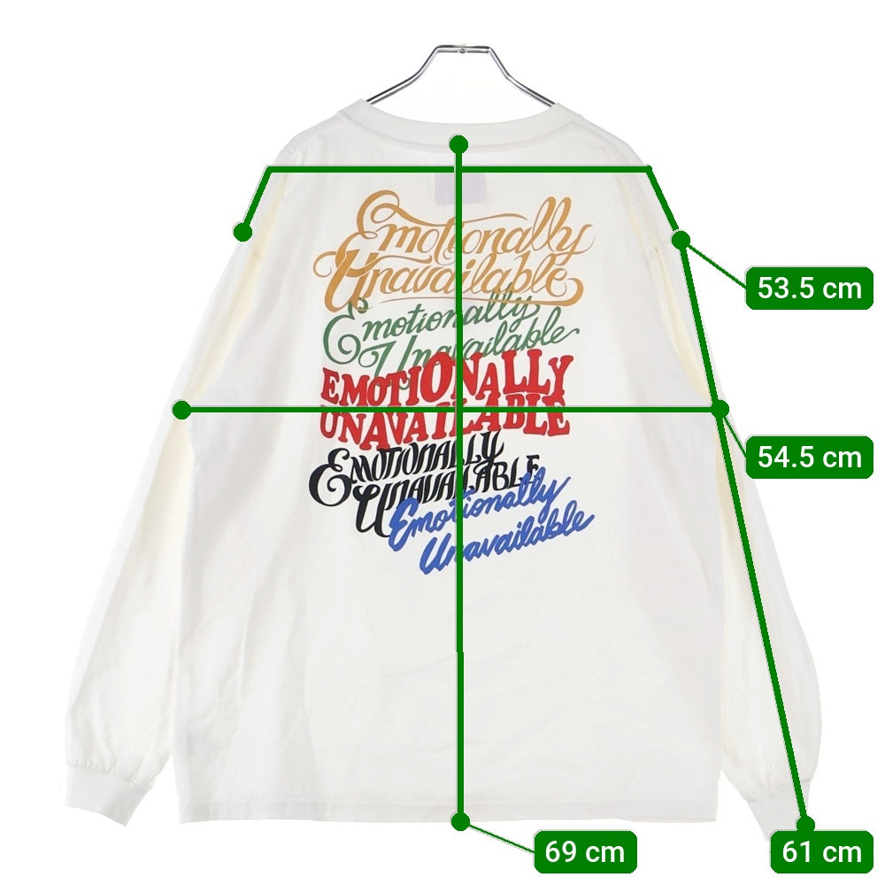 Emotionally Unavailable(エモーショナリー アンアヴェイラブル) 23SS EU MULTI LOGO L/S TEE ロゴ エンブロイダリー 背面プリント ロングスリーブ 長袖Tシャツ EU-S23-0000-026