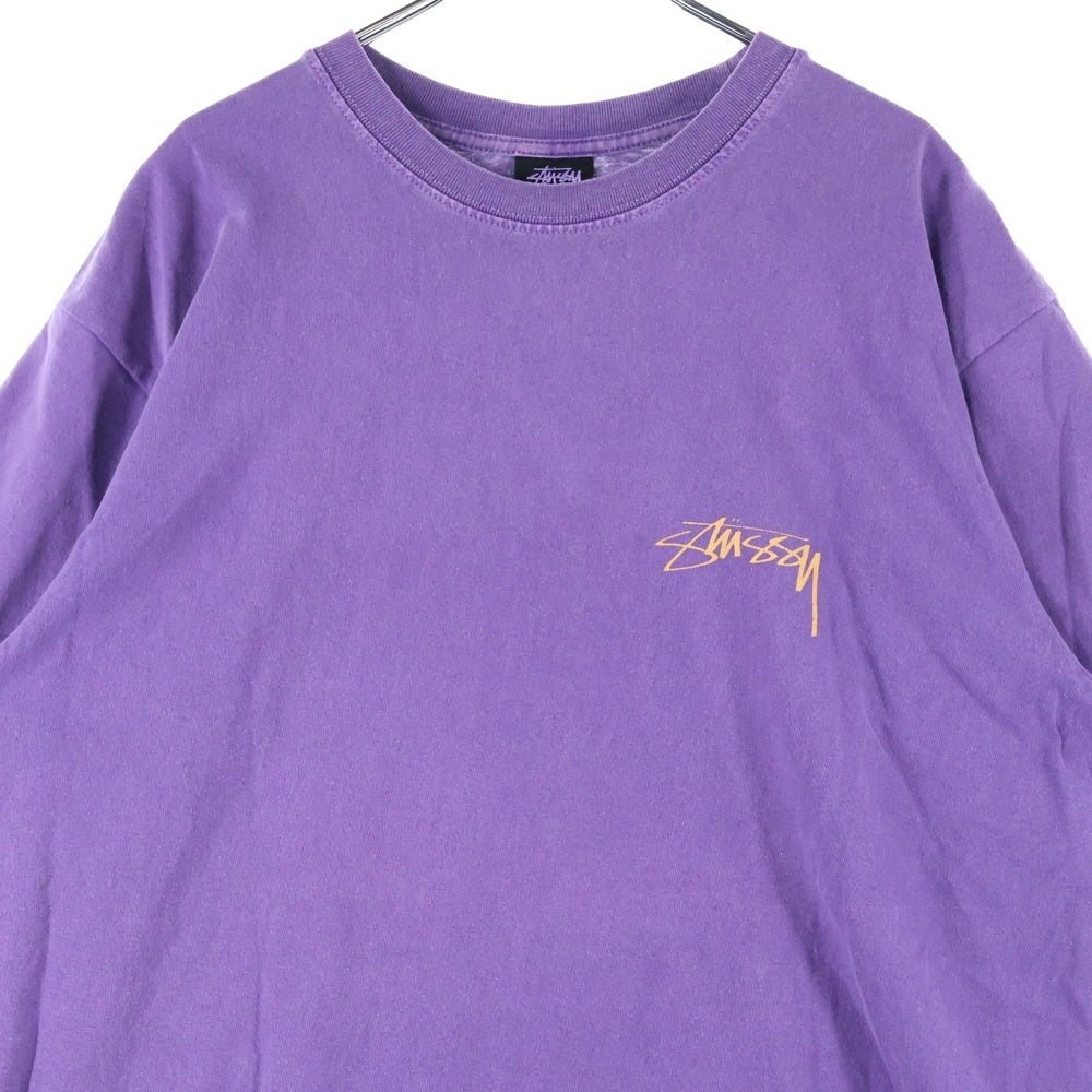 STUSSY(ステューシー) Statue Pig Dyed Tee クルーネック 両面プリント コットン 半袖 Tシャツ カットソー パープル