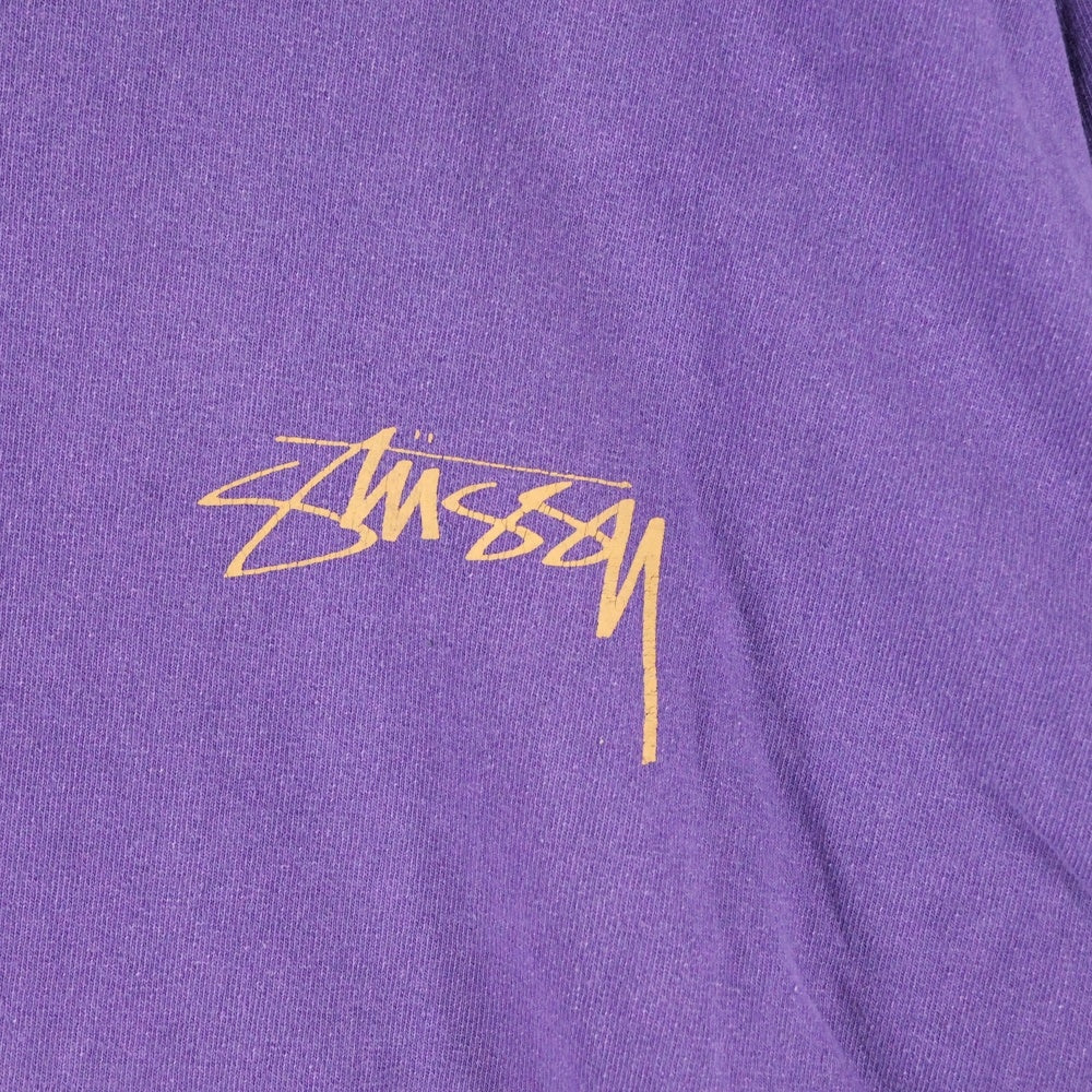 STUSSY(ステューシー) Statue Pig Dyed Tee クルーネック 両面プリント コットン 半袖 Tシャツ カットソー パープル
