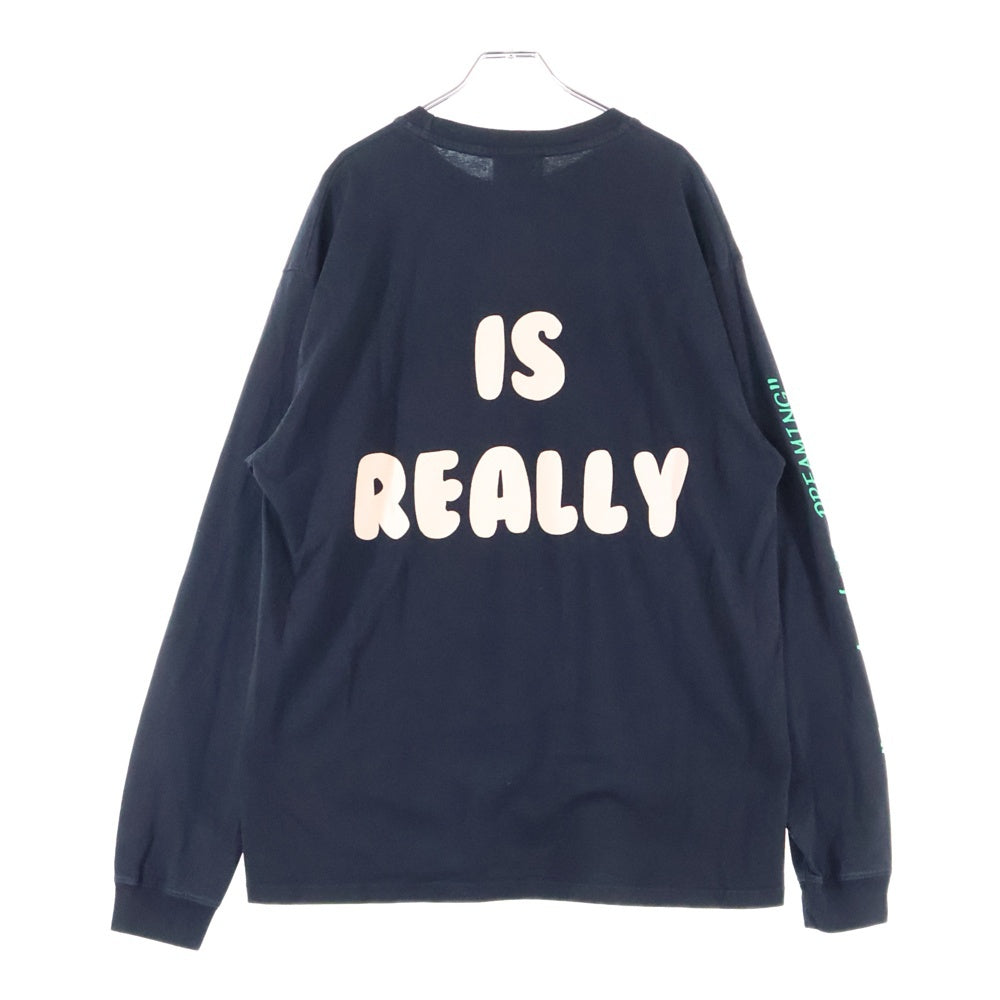 PERKS AND MINI(パークスアンドミニ) Positive Messages クルーネック 両面プリント ロングスリーブ 長袖 Tシャツ カットソー ブラック