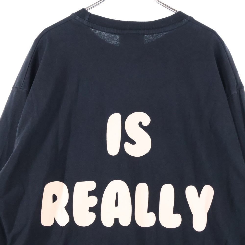 PERKS AND MINI(パークスアンドミニ) Positive Messages クルーネック 両面プリント ロングスリーブ 長袖 Tシャツ カットソー ブラック