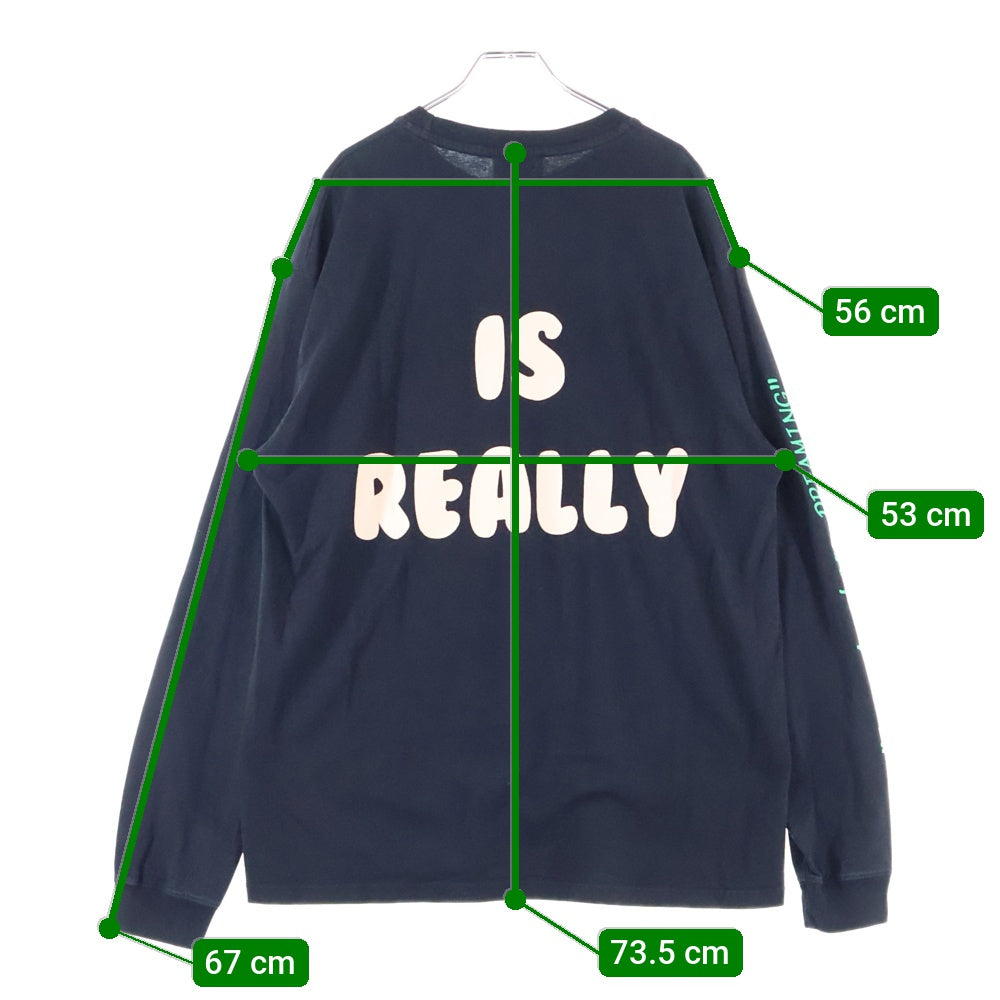 PERKS AND MINI(パークスアンドミニ) Positive Messages クルーネック 両面プリント ロングスリーブ 長袖 Tシャツ カットソー ブラック