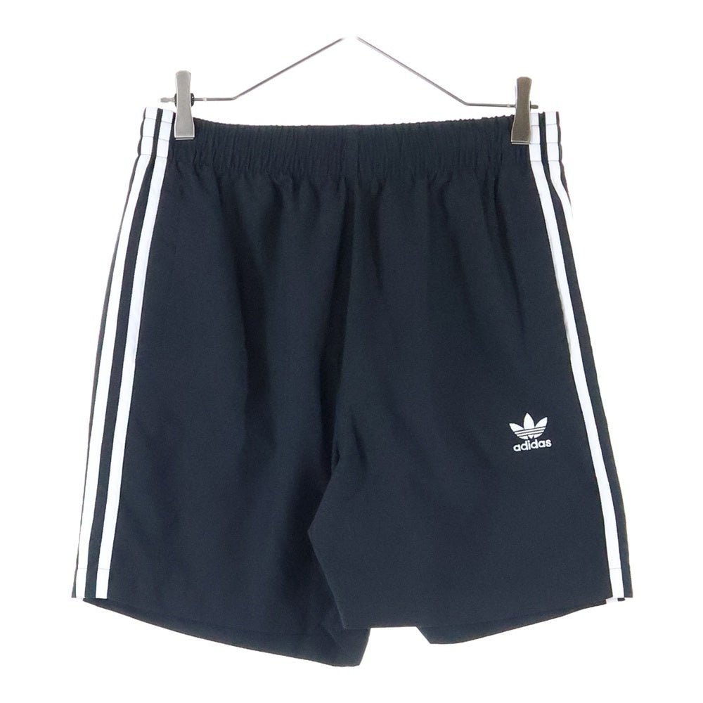 adidas(アディダス) M 3ST SWIMS SHORTS トレフォイル エンブロイダリー ポリエステル スイム ショーツ ハーフパンツ ブラック HT4406