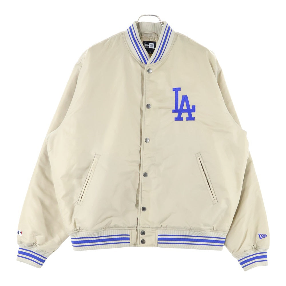 NEW ERA(ニューエラ) MLB Apparel ロサンゼルス ドジャース ロゴエンブロイダリー ナイロン バーシティ ジャケット ベージュ/ブルー 13755403