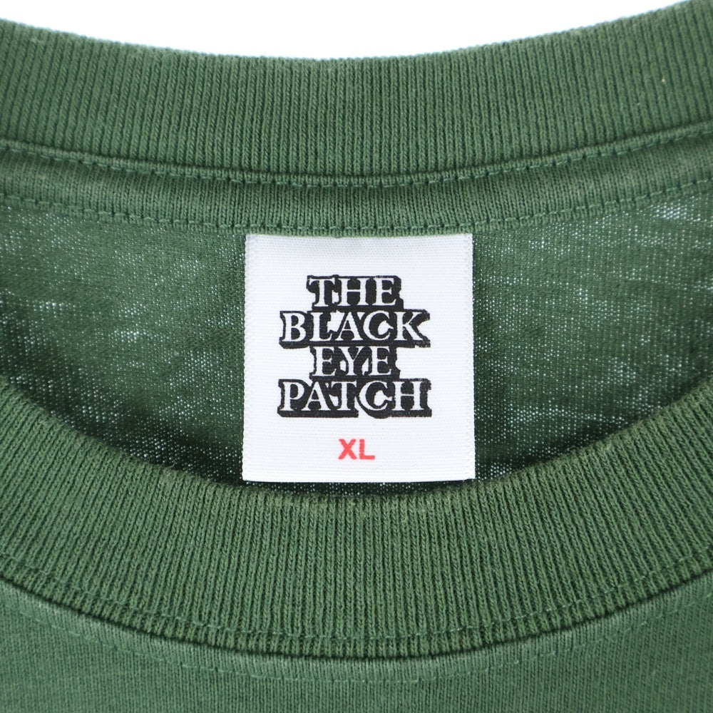 THE BLACK EYE PATCH(ブラックアイパッチ) 取扱注意 ロゴプリント クルーネック コットン 半袖 Tシャツ カットソー グリーン