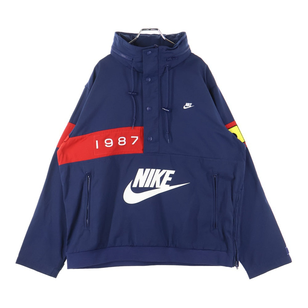 NIKE(ナイキ) RISE PACK REISSUE WALLIWAW WOVEN JACKET ライズ パック ウーブン ハーフジップ プルオーバー ジャケット ネイビー /レッド DA0367-410
