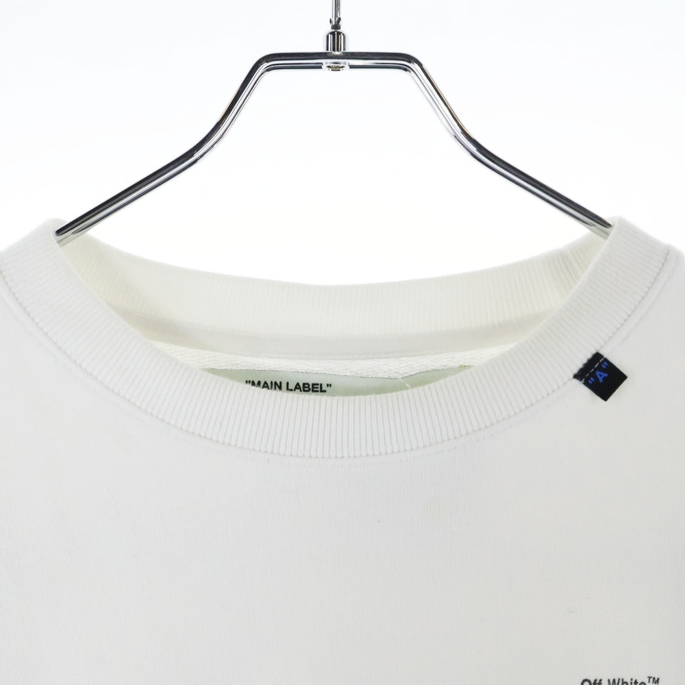 OFF-WHITE(オフホワイト) 19AW ABSTRACT ARROWS バックアロー エンブロイダリー クルーネック コットン スウェット トレーナー ホワイト OMBA035F19E30011