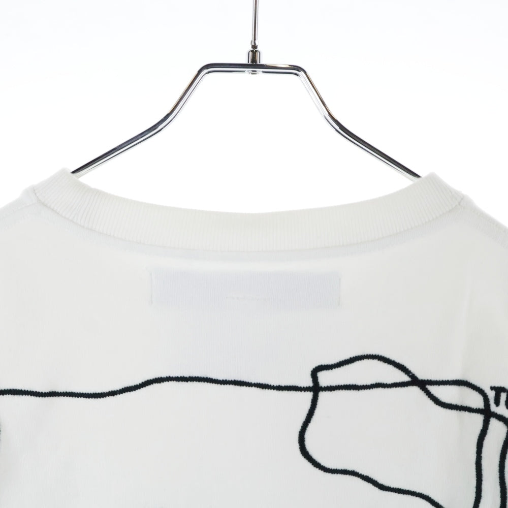 OFF-WHITE(オフホワイト) 19AW ABSTRACT ARROWS バックアロー エンブロイダリー クルーネック コットン スウェット トレーナー ホワイト OMBA035F19E30011