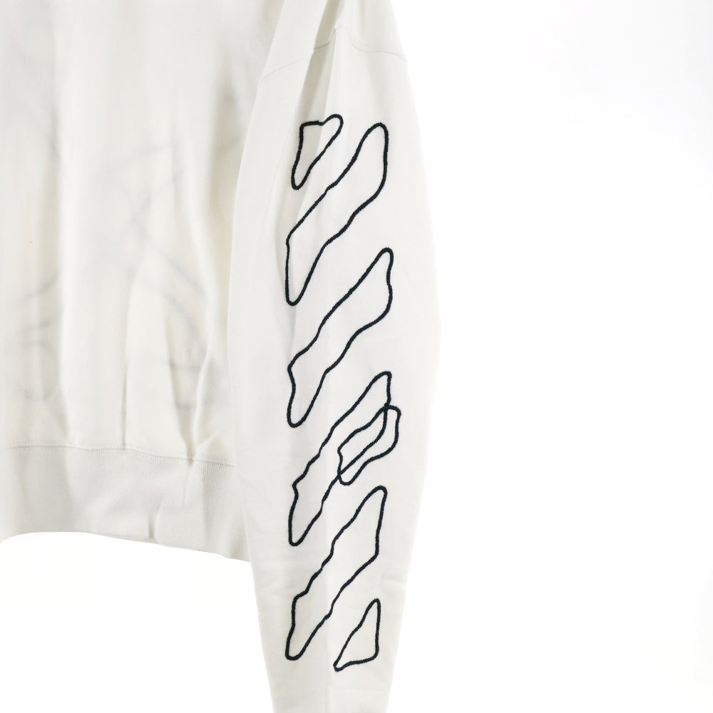 OFF-WHITE(オフホワイト) 19AW ABSTRACT ARROWS バックアロー エンブロイダリー クルーネック コットン スウェット トレーナー ホワイト OMBA035F19E30011