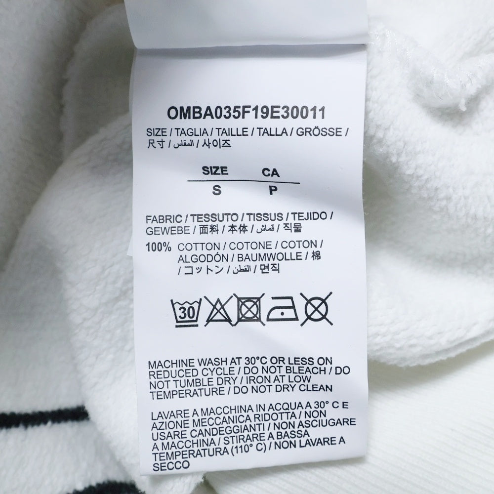 OFF-WHITE(オフホワイト) 19AW ABSTRACT ARROWS バックアロー エンブロイダリー クルーネック コットン スウェット トレーナー ホワイト OMBA035F19E30011