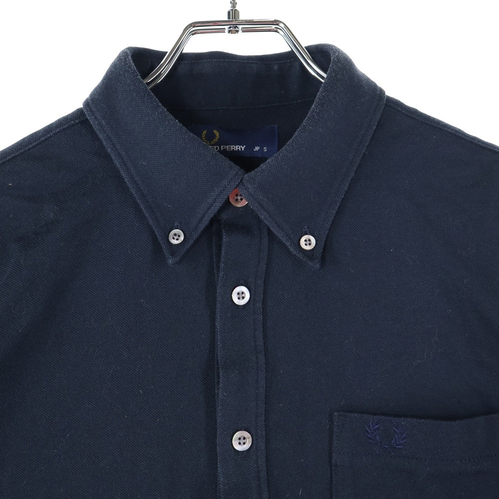 FRED PERRY(フレッドペリー) フロント刺繍 コットン半袖シャツ ブラック F4351