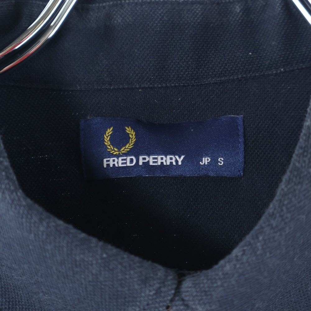 FRED PERRY(フレッドペリー) フロント刺繍 コットン半袖シャツ ブラック F4351