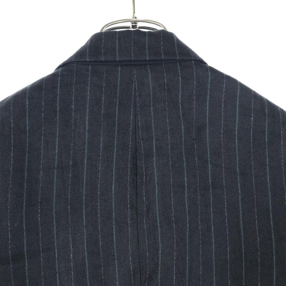 YOHJI YAMAMOTO REGULATION(ヨウジヤマモト レギュレーション) 23AW GABARDINE R-SHORT PEAKED JKT ストライプ柄 ギャバジン ショートピークジャケット ブラック FT-J51-302