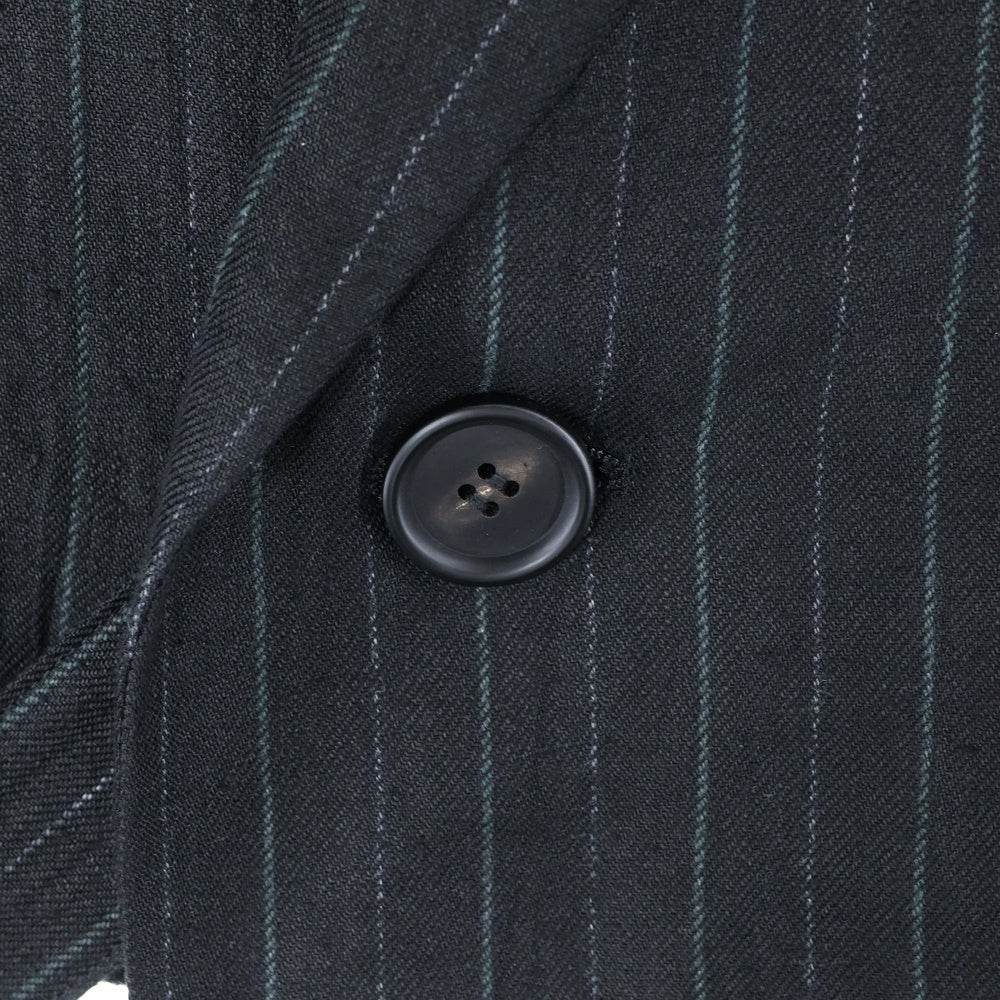 YOHJI YAMAMOTO REGULATION(ヨウジヤマモト レギュレーション) 23AW GABARDINE R-SHORT PEAKED JKT ストライプ柄 ギャバジン ショートピークジャケット ブラック FT-J51-302