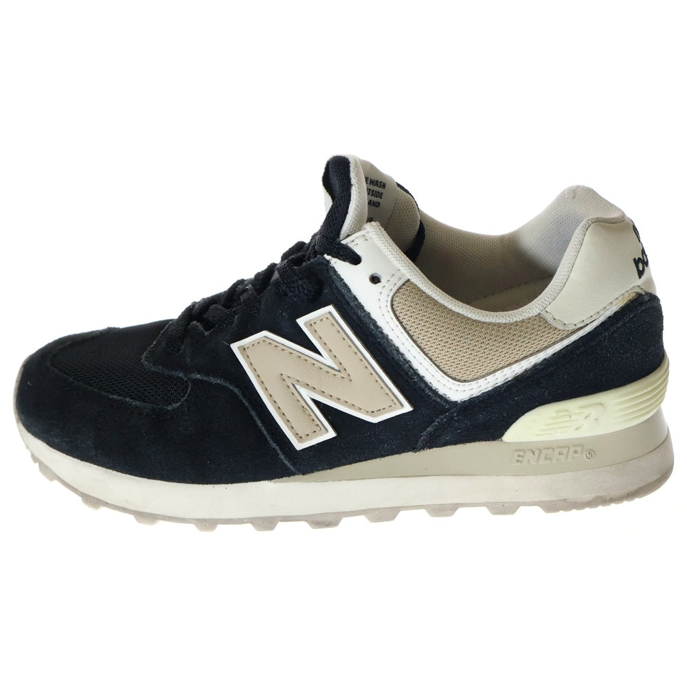 New Balance(ニューバランス) WL574DK2 スエード ローカットスニーカー レディース ブラック/ベージュ US6/23.0cm