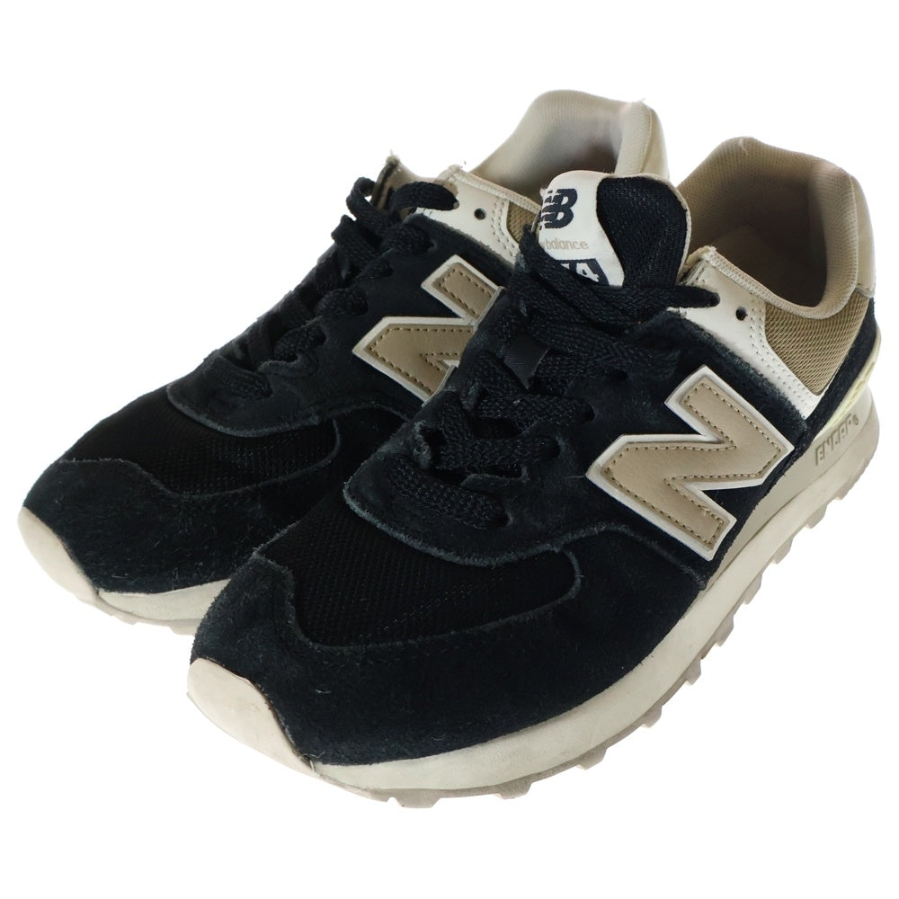 New Balance(ニューバランス) WL574DK2 スエード ローカットスニーカー レディース ブラック/ベージュ US6/23.0cm