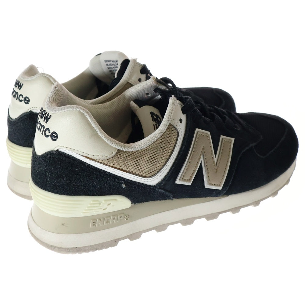 New Balance(ニューバランス) WL574DK2 スエード ローカットスニーカー レディース ブラック/ベージュ US6/23.0cm