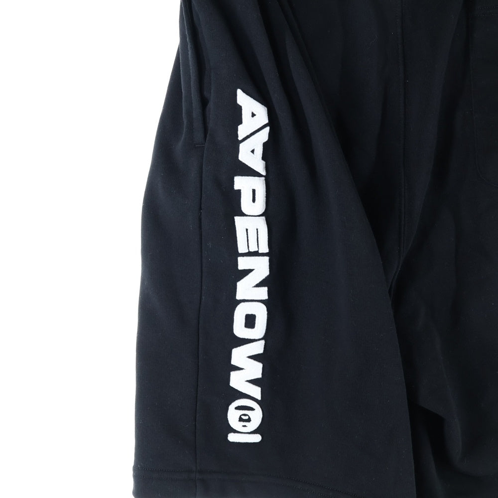 AAPE BY A BATHING APE(エーエイプバイアベイシングエイプ) AAPE NOW SWEAT SHORTS エイプ ナウ エンブロイダリー スウェット ショーツ ハーフパンツ AAPSPMB676XXO ブラック