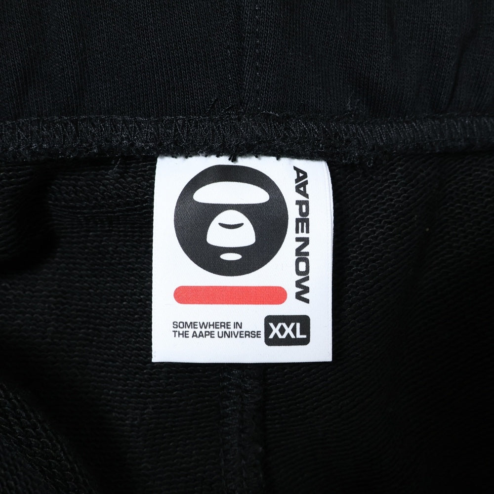 AAPE BY A BATHING APE(エーエイプバイアベイシングエイプ) AAPE NOW SWEAT SHORTS エイプ ナウ エンブロイダリー スウェット ショーツ ハーフパンツ AAPSPMB676XXO ブラック