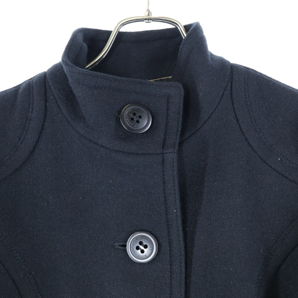 BURBERRY BLUE LABEL(バーバリーブルーレーベル) ウール バックチェック スタンドカラー チェスターコート ブラック レディース FNF65-856-09