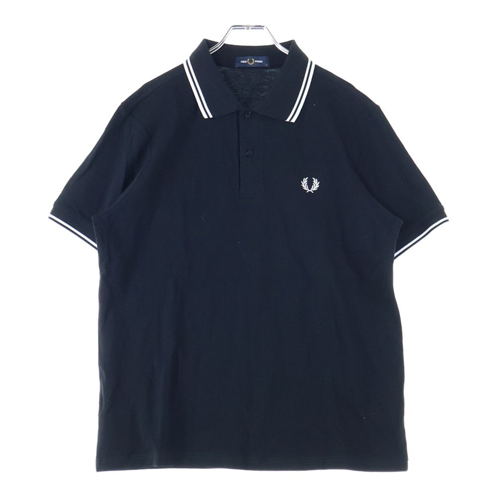 FRED PERRY(フレッドペリー) ロゴエンブロイダリー レギュラーカラー 半袖ポロシャツ ブラック WC1X 0AA