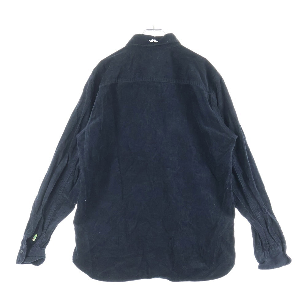 A BATHING APE(アベイシングエイプ) CORDUROY SHIRT 胸ロゴデザイン 7B コーデュロイ 長袖シャツ ブラック 007SHF801002X