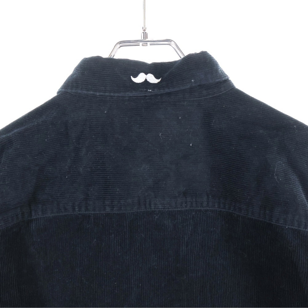 A BATHING APE(アベイシングエイプ) CORDUROY SHIRT 胸ロゴデザイン 7B コーデュロイ 長袖シャツ ブラック 007SHF801002X