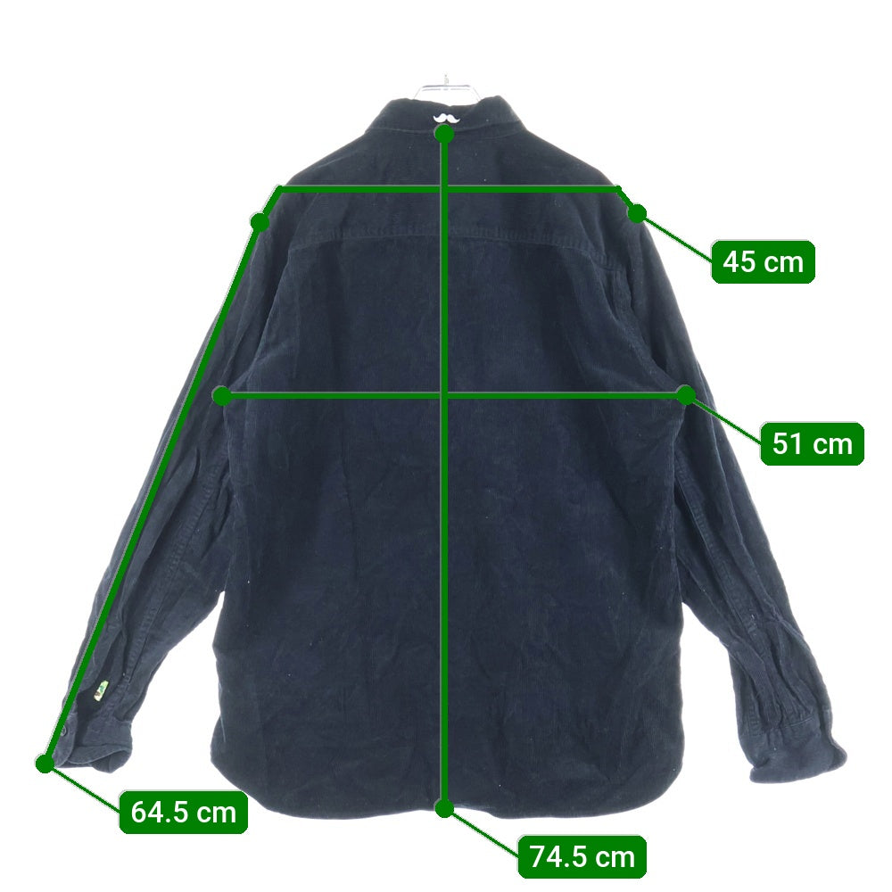 A BATHING APE(アベイシングエイプ) CORDUROY SHIRT 胸ロゴデザイン 7B コーデュロイ 長袖シャツ ブラック 007SHF801002X