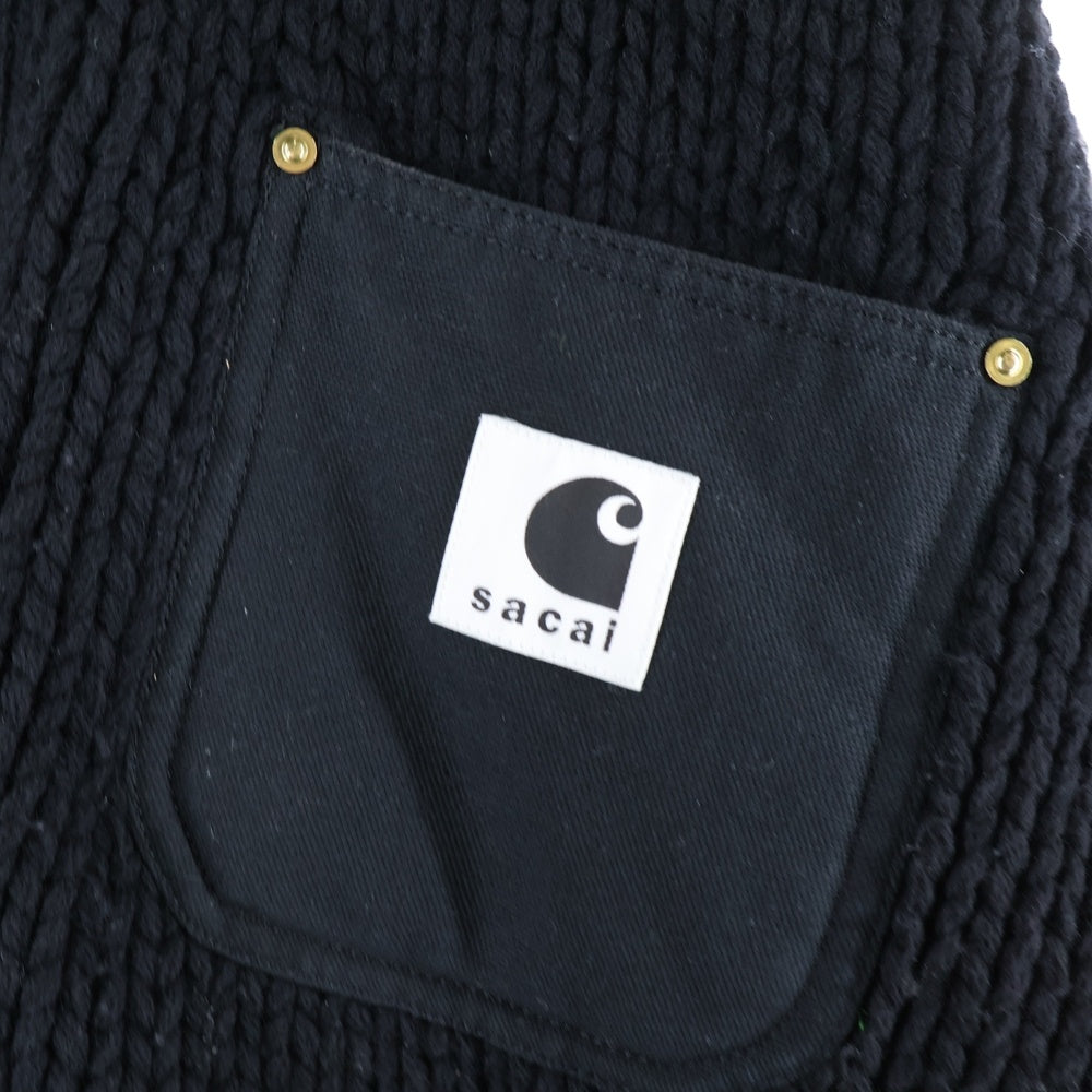 Sacai(サカイ) 23AW ×Carhartt WIP Knit Jacket Michigan カーハート ニット ミシガン ジャケット ブラック 23-03111M