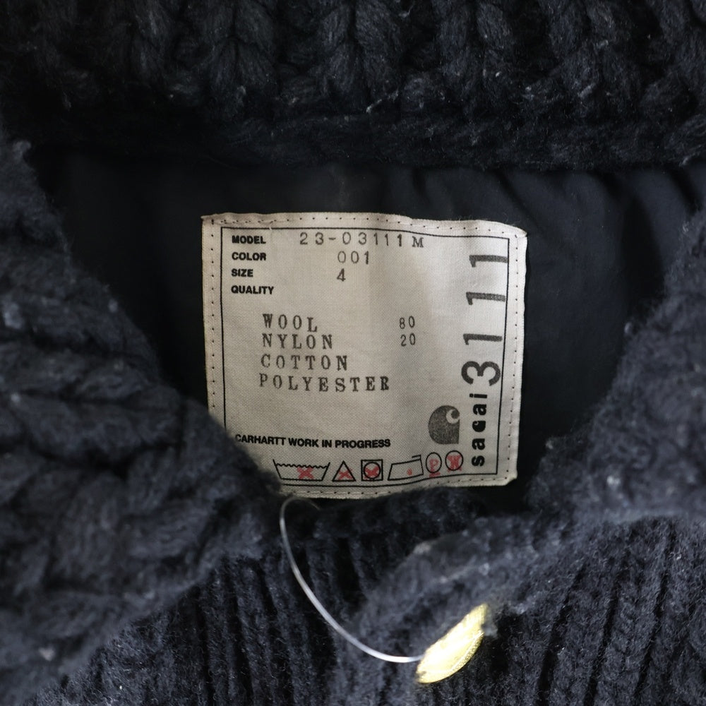 Sacai(サカイ) 23AW ×Carhartt WIP Knit Jacket Michigan カーハート ニット ミシガン ジャケット ブラック 23-03111M