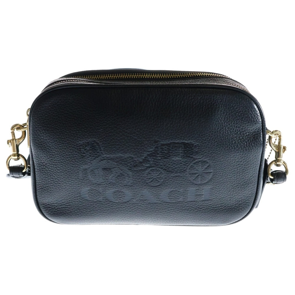 COACH(コーチ) ジェスホース&キャリッジロゴデザイン ストラップ付き 2WAY レザー ハンドバッグ ショルダーバッグ ブラック